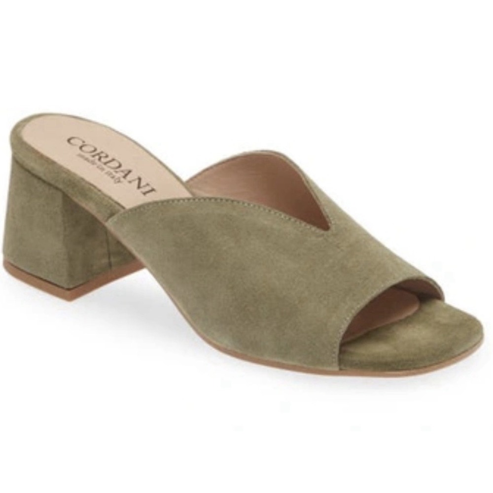 Cordani Pollie Shoes Slide Heeled Sandal Ivy Green Suede Size 41 US 10
